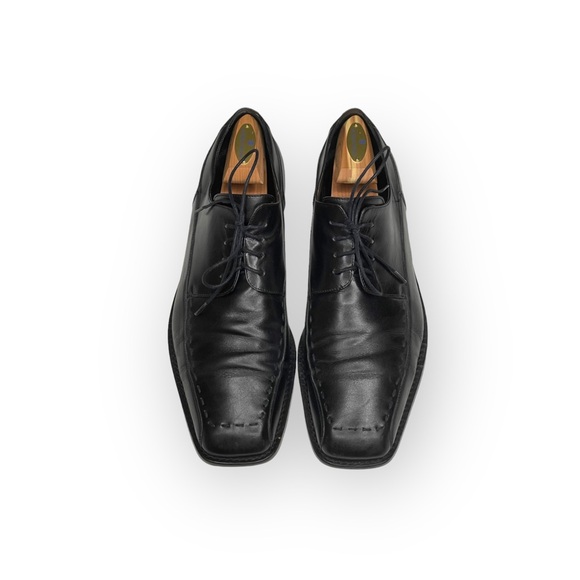 Luxe: Mezlan ♔ Square Toe Stitched Lace Up Dress Shoes ♔ Black Leather ♔ 11.5 ♔ - Picture 8 of 16